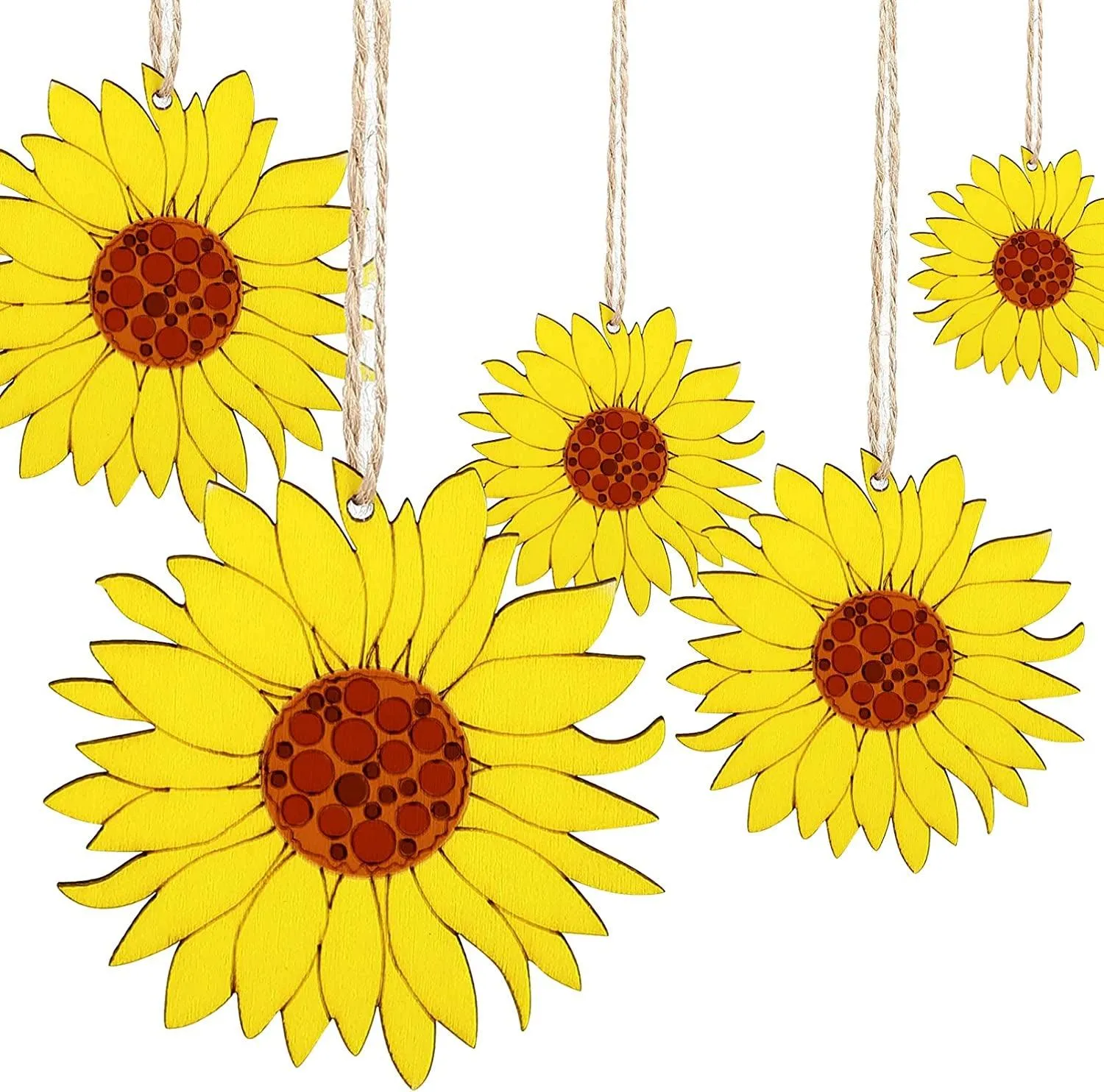 10Pcs Unfinished Wood Cutouts Sunflower Wooden Cutouts Sign Inspirational Wall Porch Art