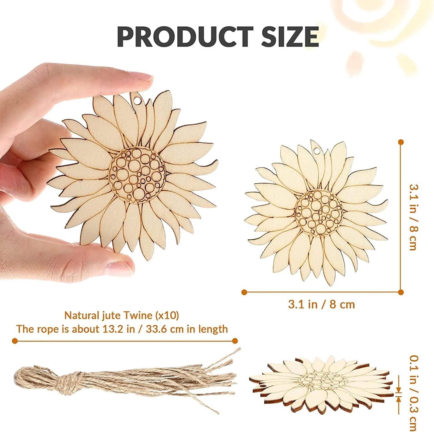 10Pcs Unfinished Wood Cutouts Sunflower Wooden Cutouts Sign Inspirational Wall Porch Art