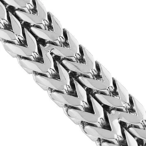 14K White Solid Gold Mens Double Row Franco Style Bracelet 15 mm