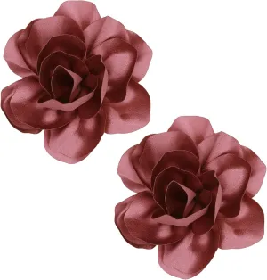 2Pcs 5in Dainty Satin Fabric Flower Brooch Extra Large Rose Camellia Flower Brooches Lapel Pins for Women Wedding Party Dance Banquet Clothes Jewelry Accessories