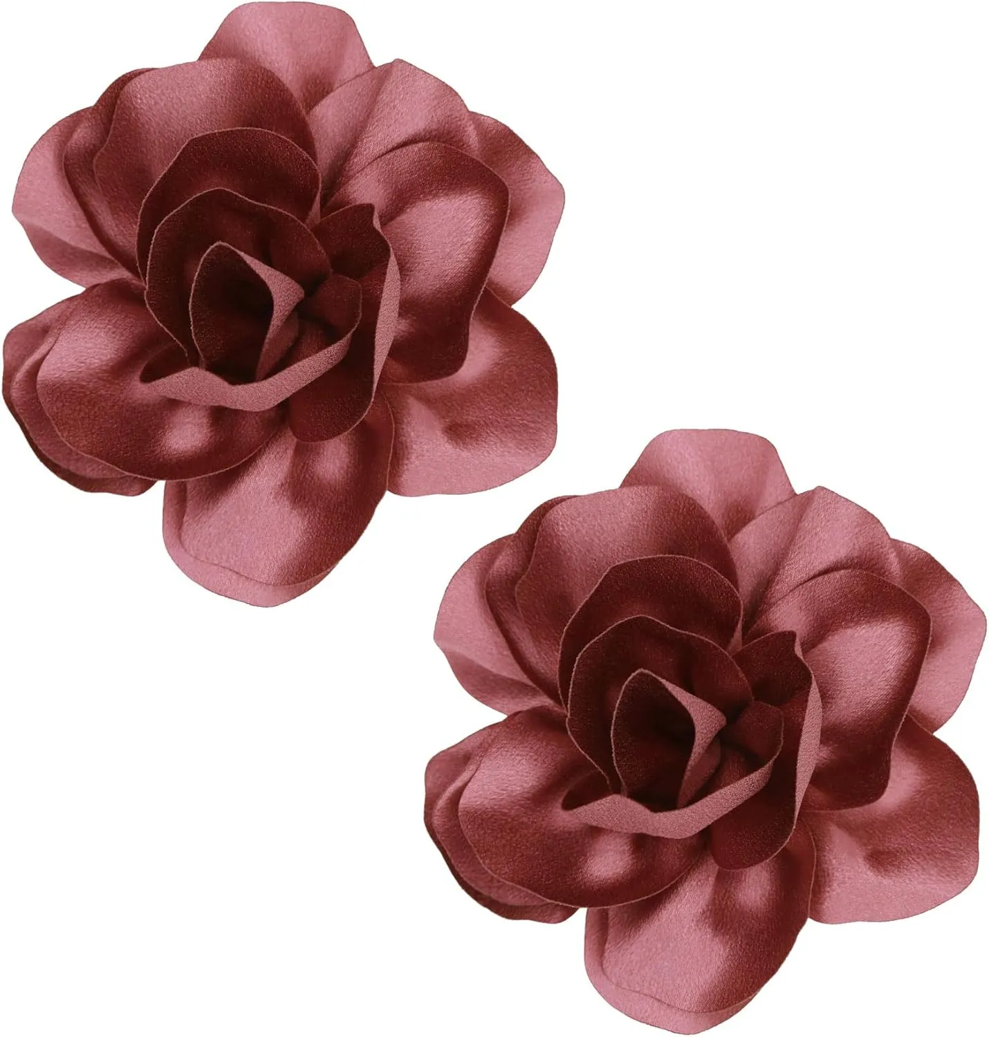 2Pcs 5in Dainty Satin Fabric Flower Brooch Extra Large Rose Camellia Flower Brooches Lapel Pins for Women Wedding Party Dance Banquet Clothes Jewelry Accessories