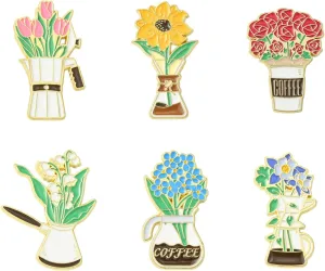 Airssory Mixed Styles Bee Flower Tarot Ribbon Travel Theme Alloy Brooches Pins for DIY Clothes Backpack Hats Jackets Craft