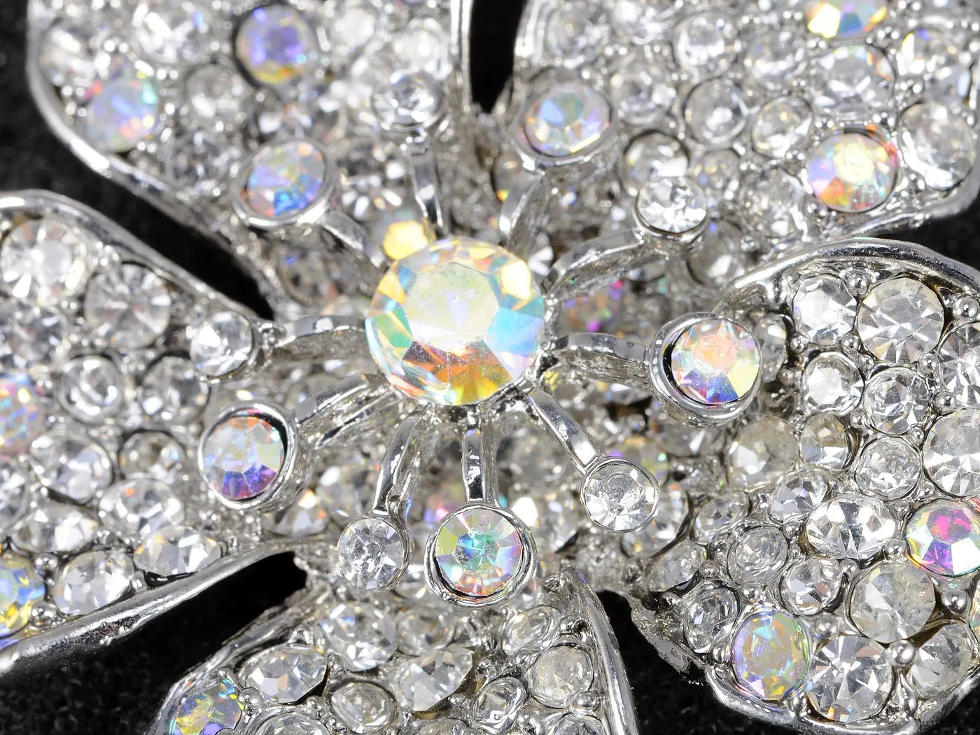 Alilang Womens Silvery Tone Crystal Rhinestones Floral Flower Rose Bud Brooch Pin Clear Colorful