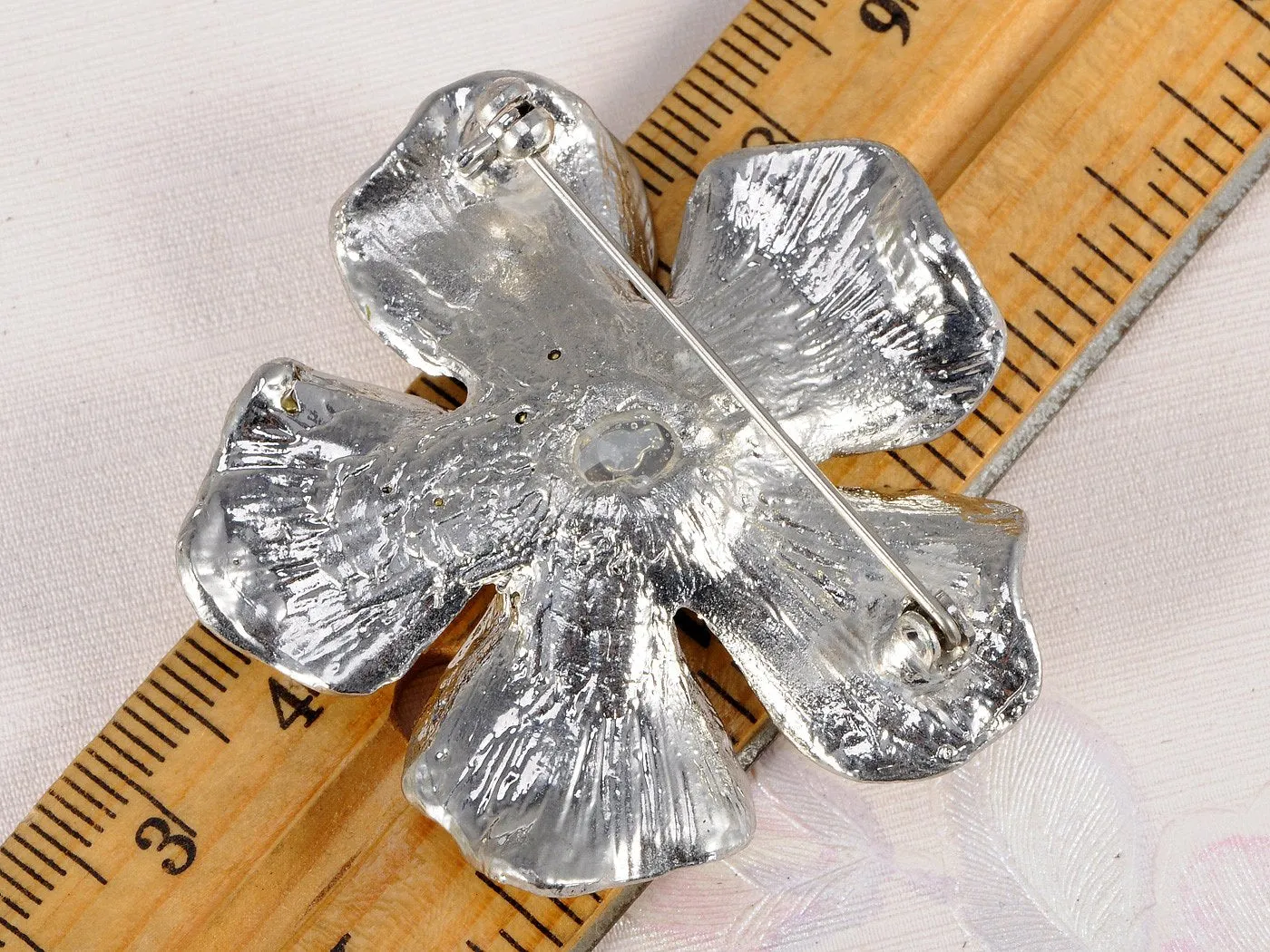 Alilang Womens Silvery Tone Crystal Rhinestones Floral Flower Rose Bud Brooch Pin Clear Colorful