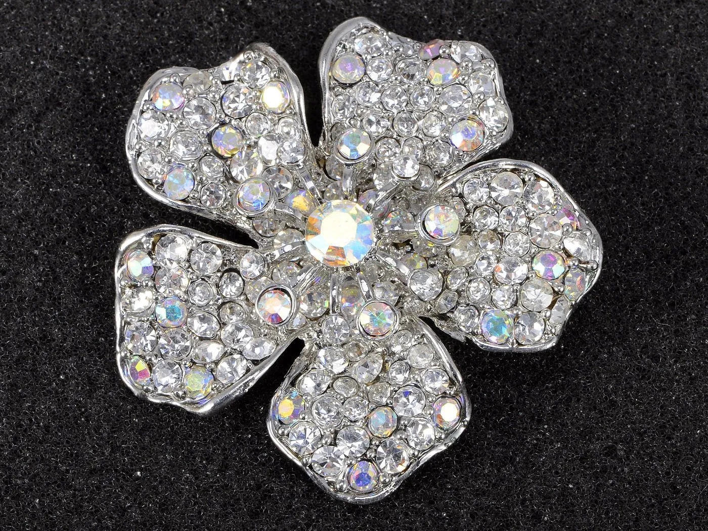 Alilang Womens Silvery Tone Crystal Rhinestones Floral Flower Rose Bud Brooch Pin Clear Colorful