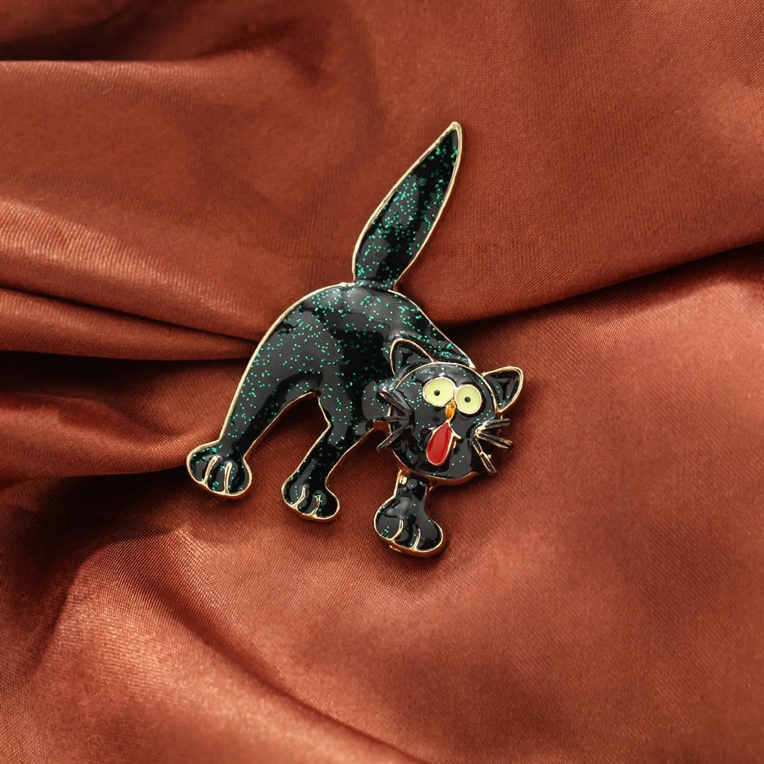 Cat Pin Cat Brooch Brooches for Women Cartoon Cute Creative Enamel Alloy Cat Brooch Ladies Animal Kitten Brooch Lapel Pin Dress Accessories Holiday Birthday Christmas Brooch
