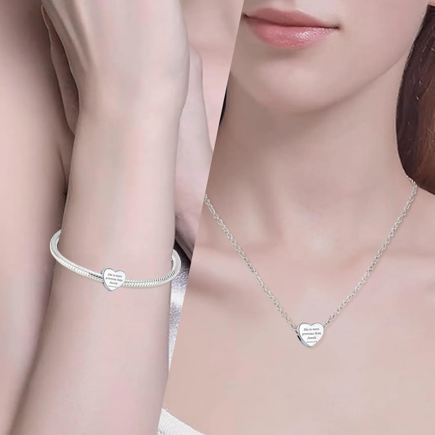 Christian Bible Verse Heart Charm for Bracelet Charm Prayer Faith Religious Jewelry Gifts for Women