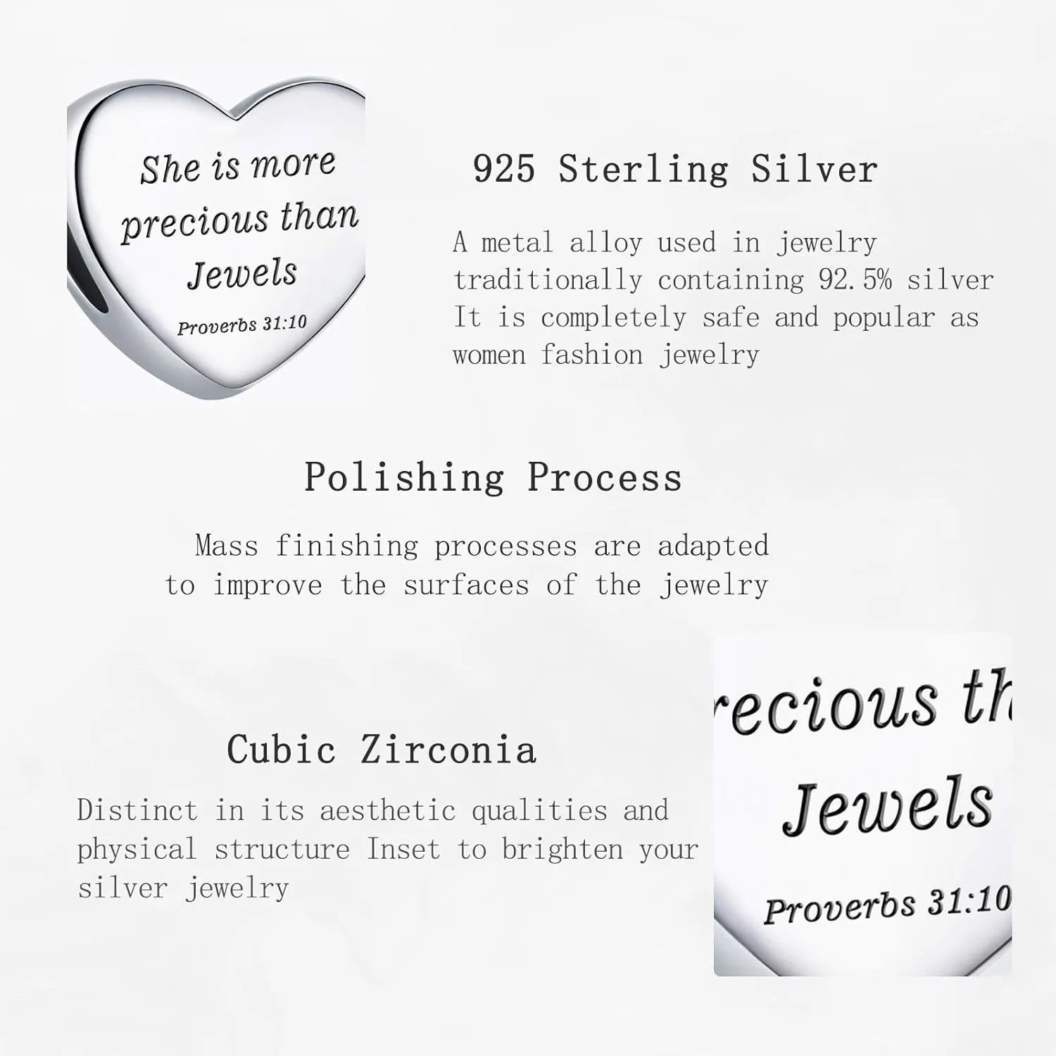 Christian Bible Verse Heart Charm for Bracelet Charm Prayer Faith Religious Jewelry Gifts for Women