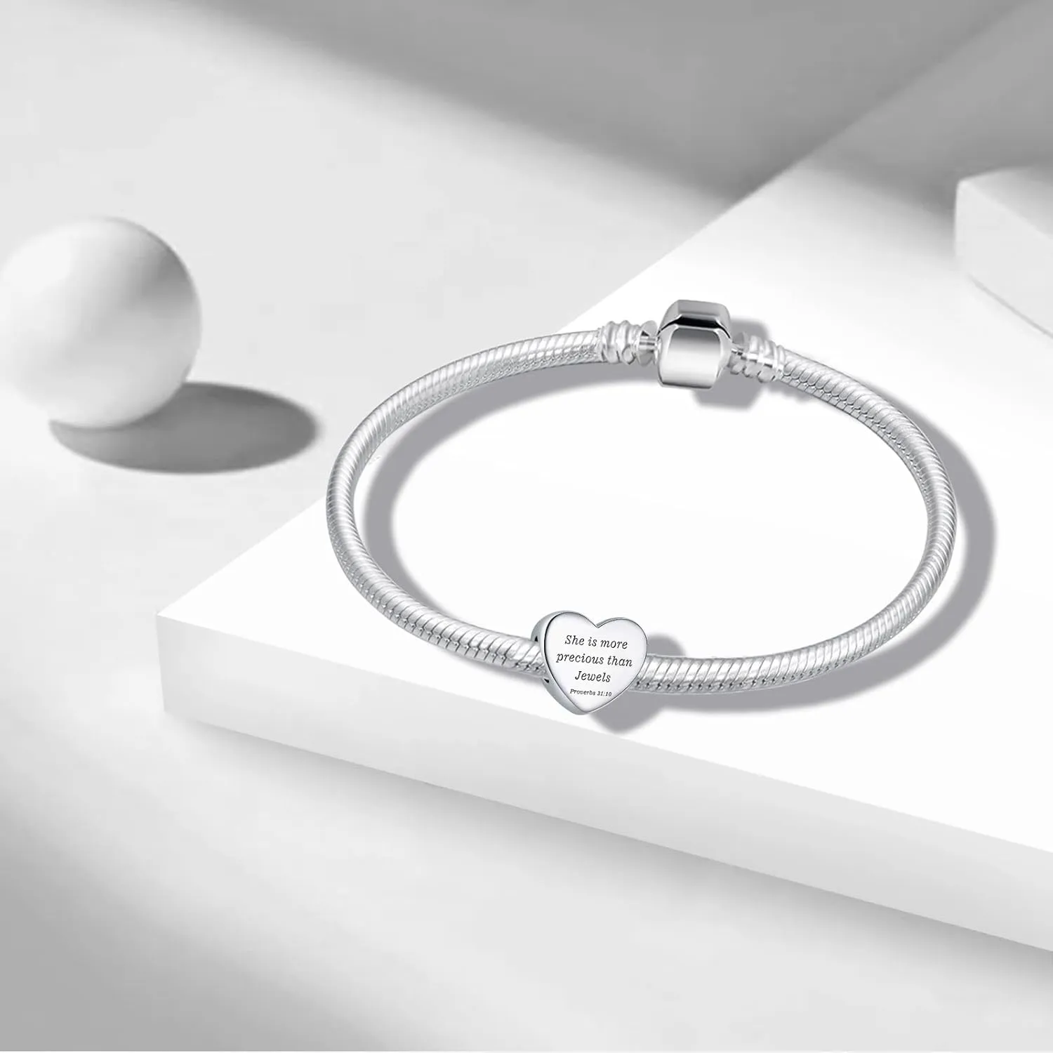 Christian Bible Verse Heart Charm for Bracelet Charm Prayer Faith Religious Jewelry Gifts for Women