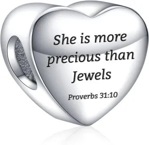 Christian Bible Verse Heart Charm for Bracelet Charm Prayer Faith Religious Jewelry Gifts for Women