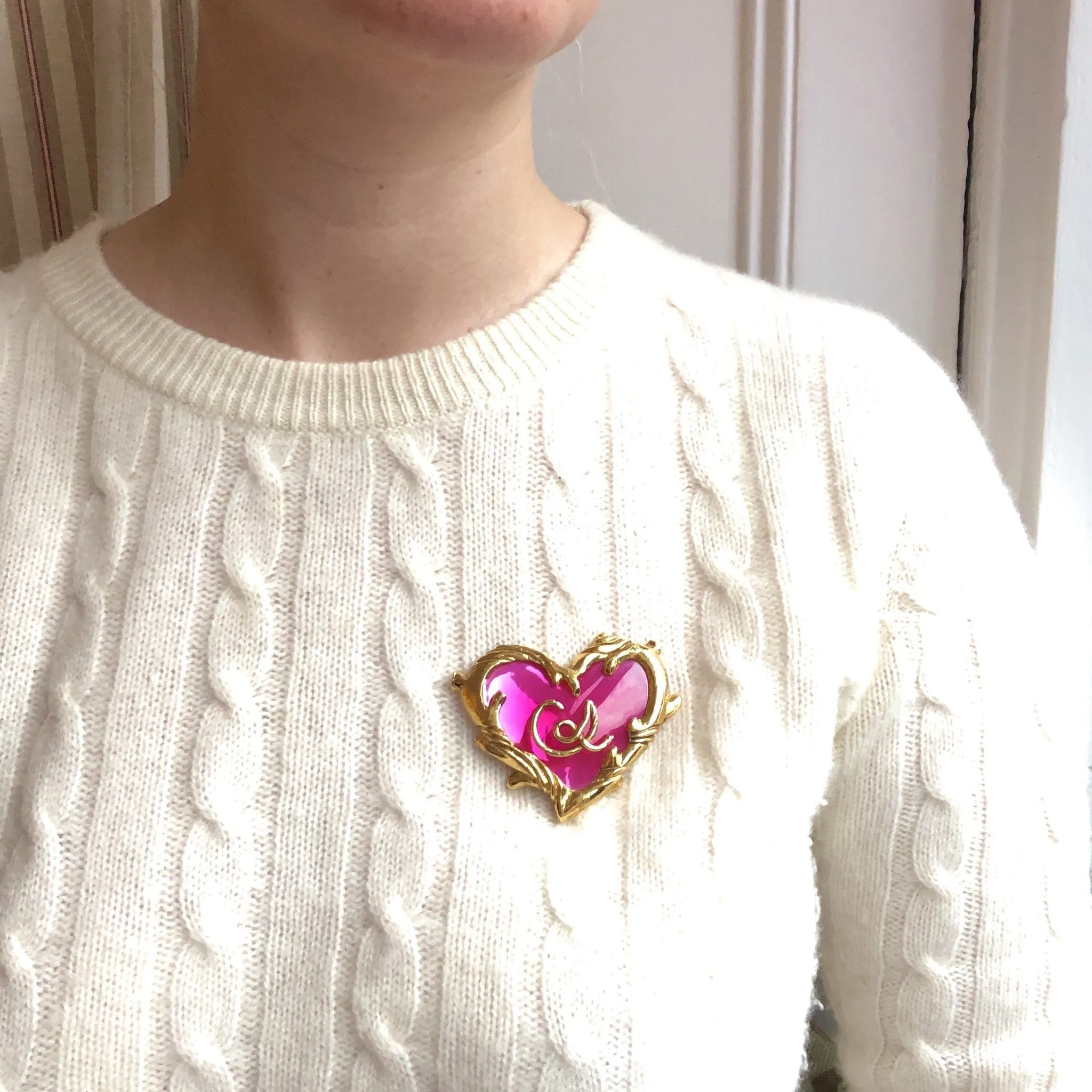 Christian Lacroix Pink Heart Pin