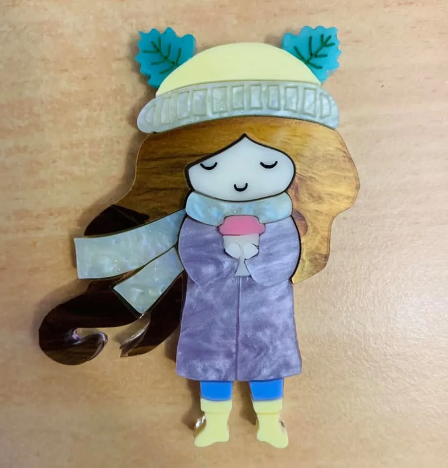 Coffee Time Doll - Brooch