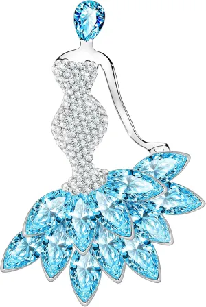 Cute Cat Elegant Mermaid Austrian Crystals Rhinestone Women Corsage Pin Brooches Pin