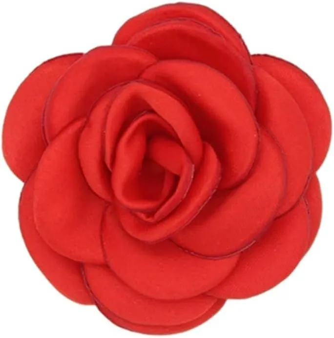 Cute Rose Flower Pins Brooches for Clothes Women Sweet Silk Fabric Statement Floral Lapel Pin Camellia Petal Brooch Trendy Costume Dress Prom Jewelry