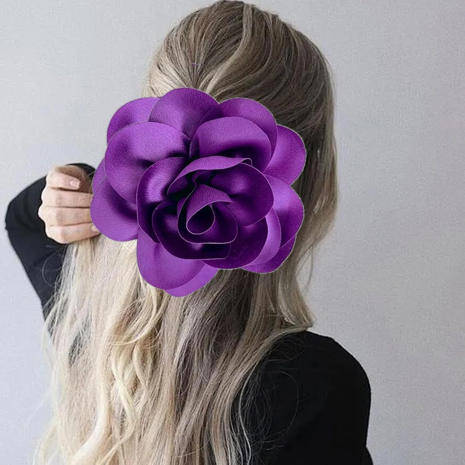 Dainty Satin Rose Flower Brooches Flower Choker Necklace for Women Camellia Floral Brooches Lapel Pins Big Floral Chokers for Wedding Dance Dress Clothes Accessories