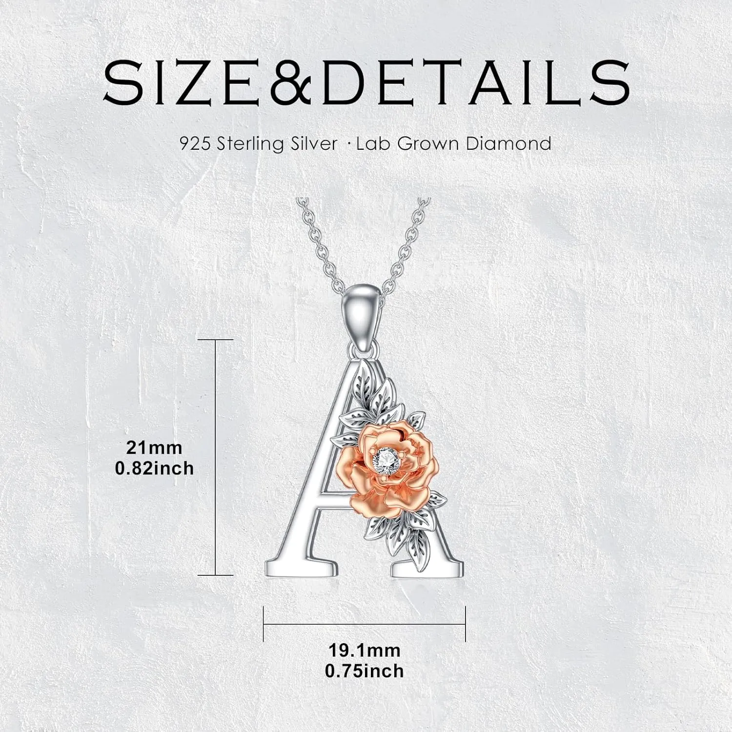 Diamond Initial Necklace for Women 925 Sterling Silver Initial Pendant Necklace with Lab Grown Diamonds Letter Necklace Jewelry Gifts for Her