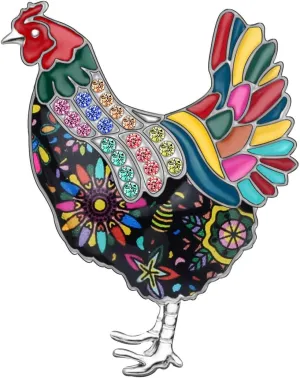 DUOWEI Enamel Chicken Brooches Animals Lapel Pin Clothes Scarf Jewelry Gift for Women Girls