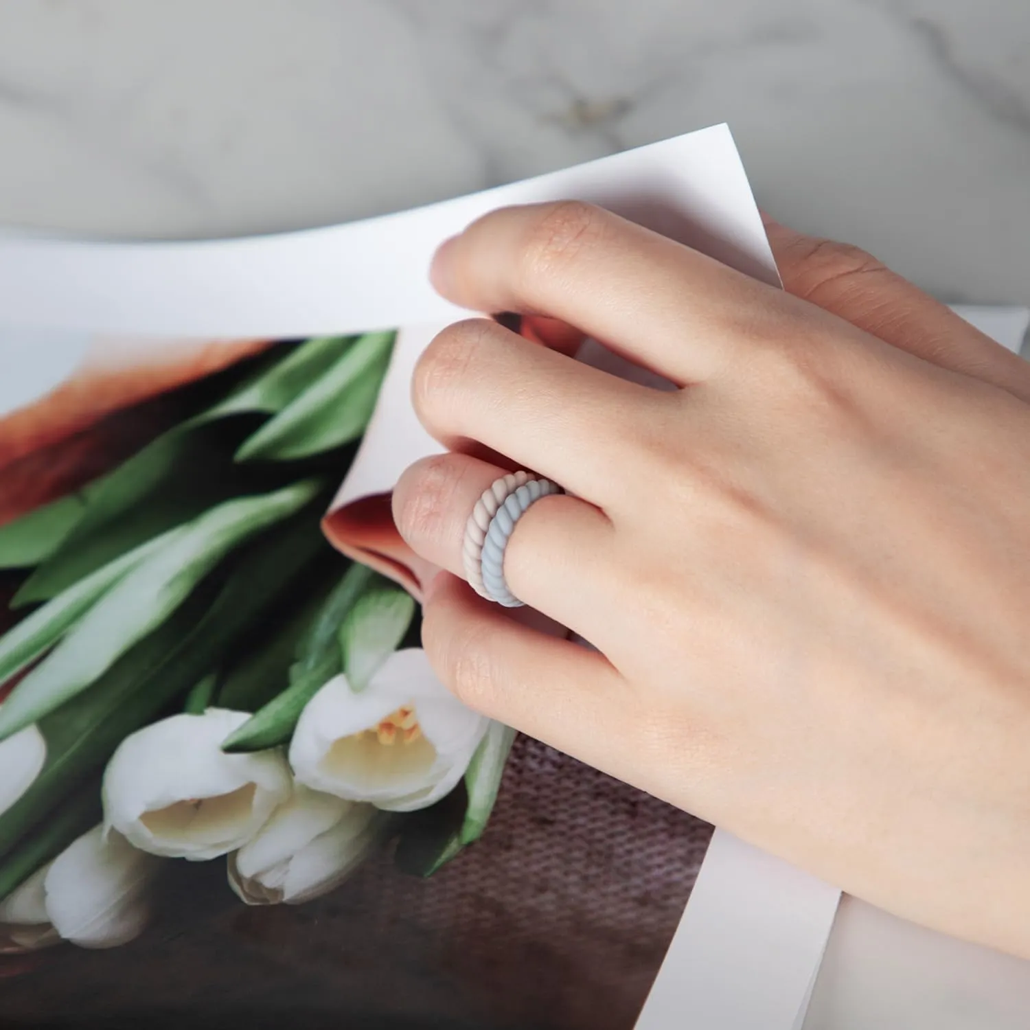 Egnaro Silicone Ring Women Thin and Stackable Rubber Rings Women Wedding Bands - 2.5mm Width - 1.8mm Thick