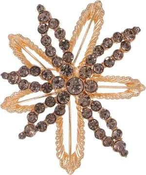 Elegant Flower Brooch for Women Ladies Gold Plated Crystal Rhinestone Classic Flowers Brooches Fashion Lapel Pin Dress Suit Accessories Corsage for Dancing Party Wedding Banquet Jewelry for Valentine