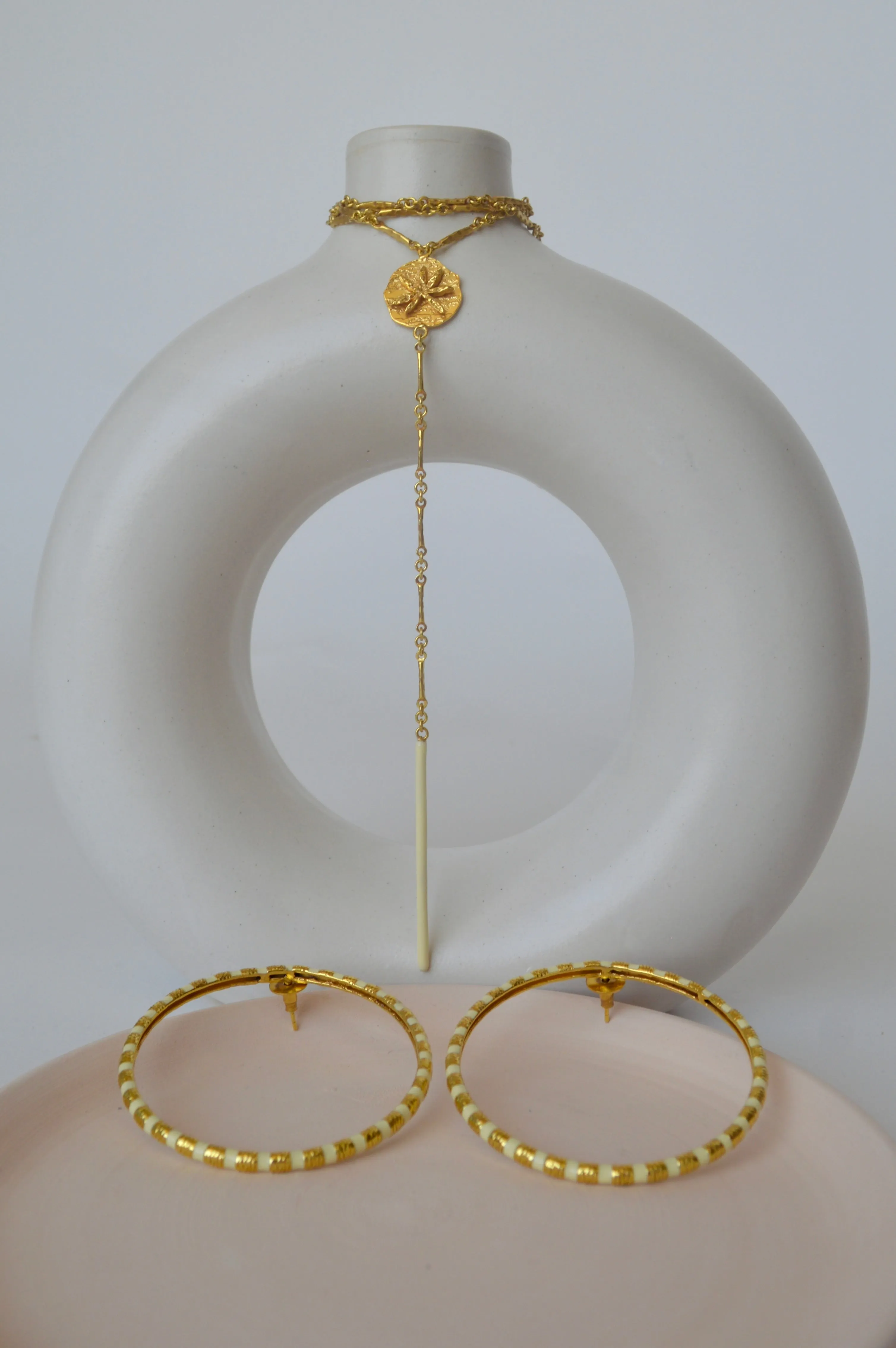 Gold Brass Milky Star Necklaces