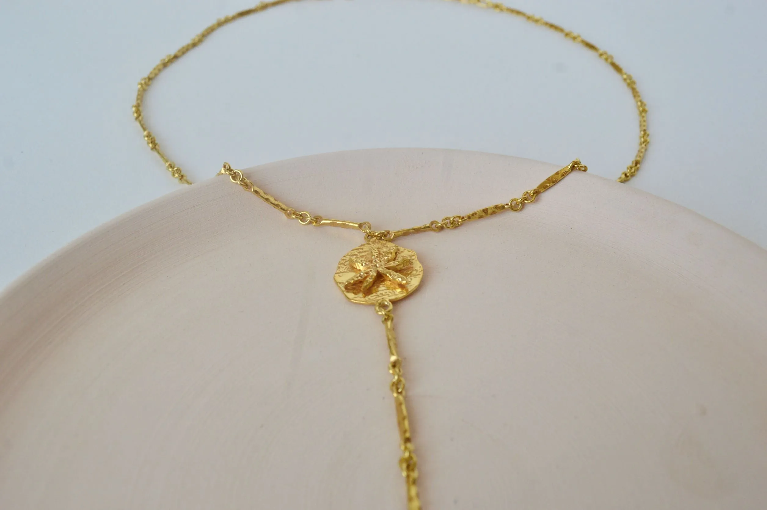 Gold Brass Milky Star Necklaces