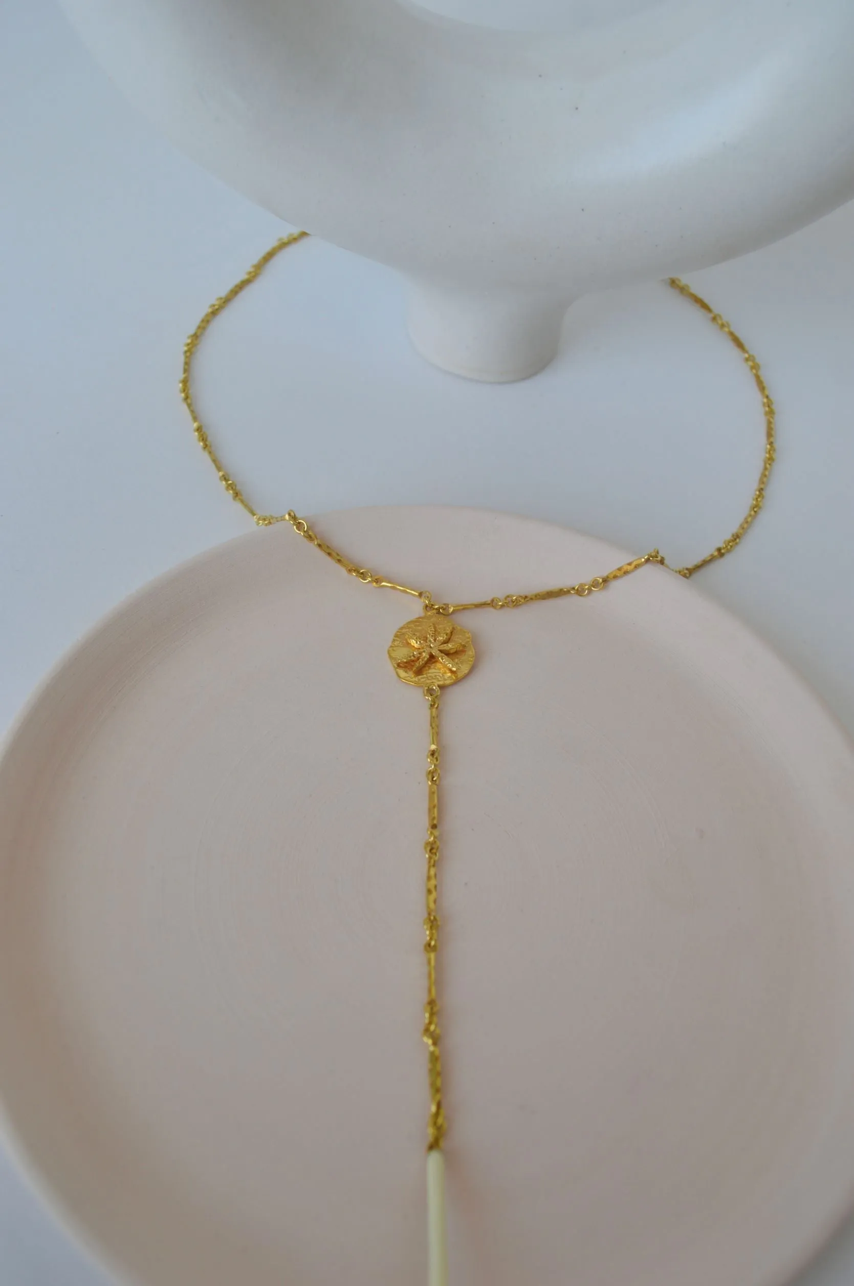 Gold Brass Milky Star Necklaces