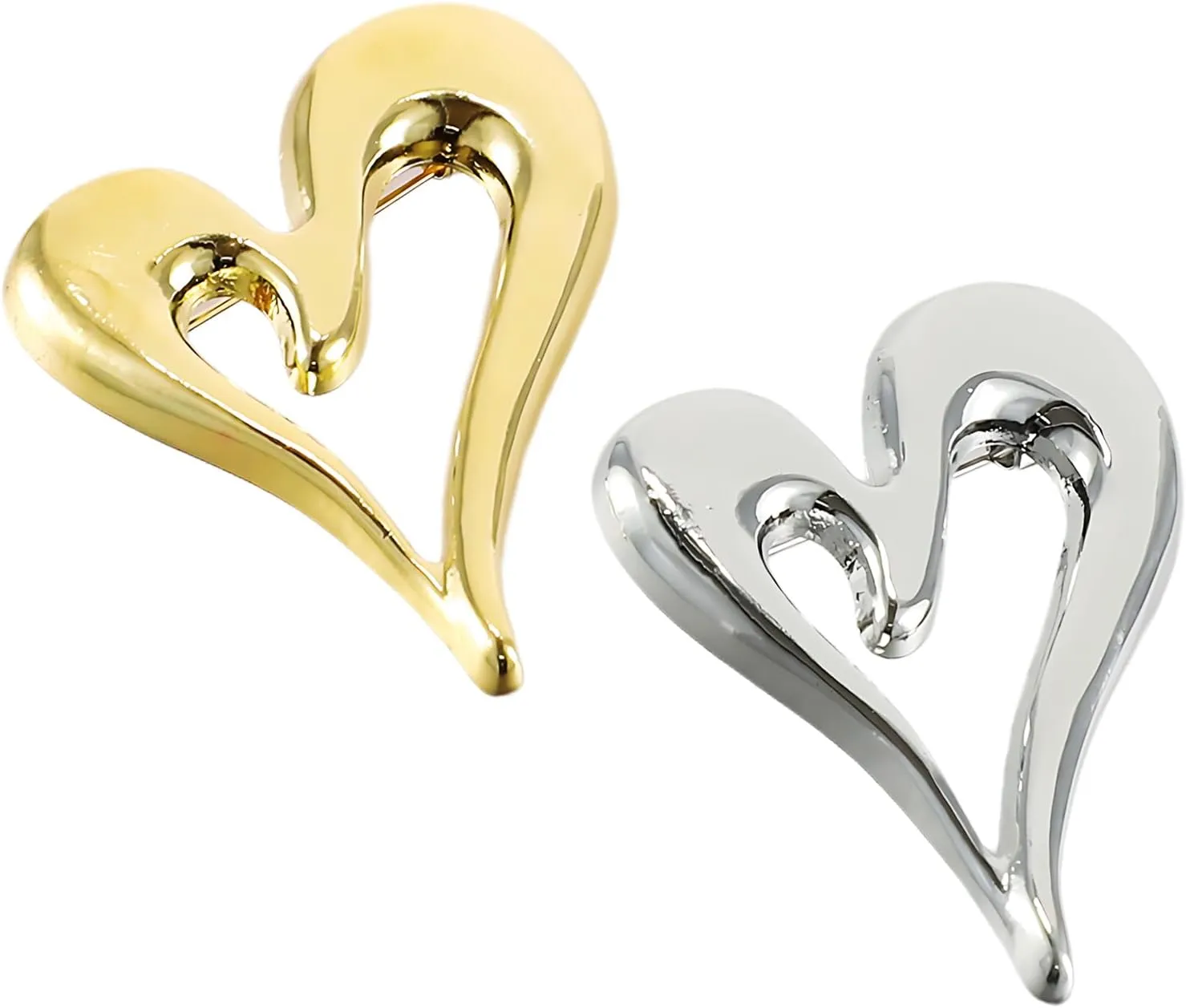 Heart Brooches for Women, Designer Heart Goldcute Brooch Gold for Women Fashion Jewelry Gifts Clothing Decoration Accessories(Gold, Silver)