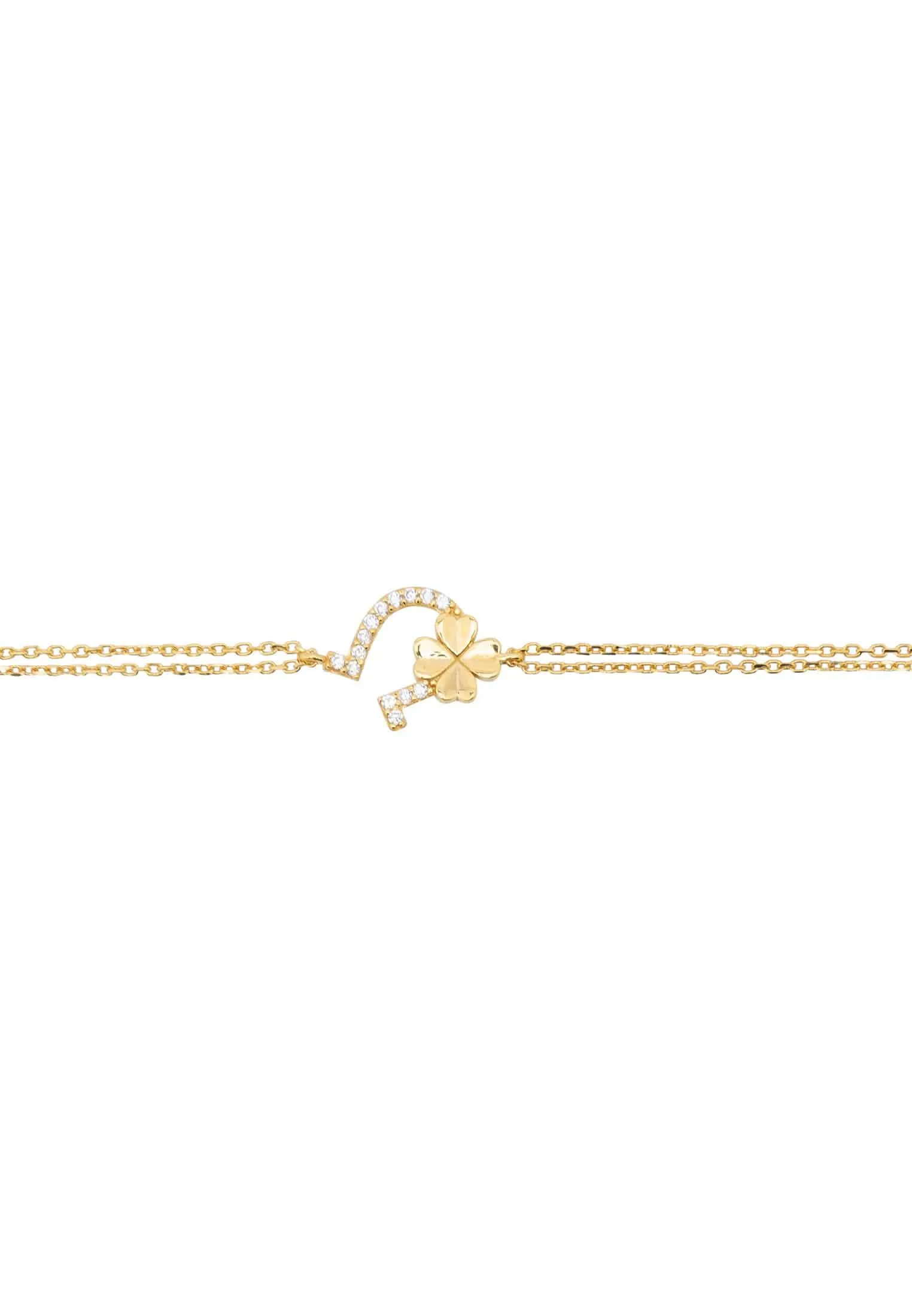 Horseshoe and Shamrock Bracelet Gold