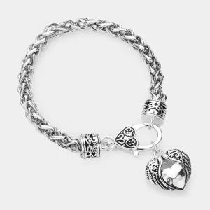 iLLASPARKZ Antique Metal Heart Wing Charm Bracelet