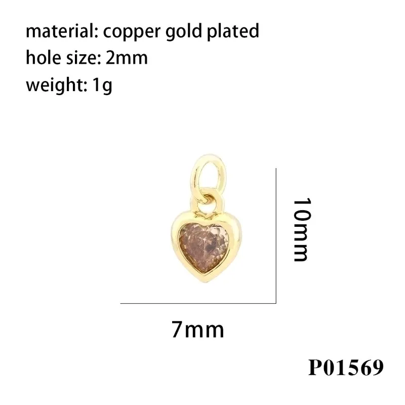 Inlaid Color Zircon Love Heart-shaped Necklace Bracelet Pendant Diy Decorative Pendant Handmade Materials Semi-finished Products Wholesale