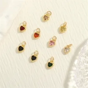 Inlaid Color Zircon Love Heart-shaped Necklace Bracelet Pendant Diy Decorative Pendant Handmade Materials Semi-finished Products Wholesale