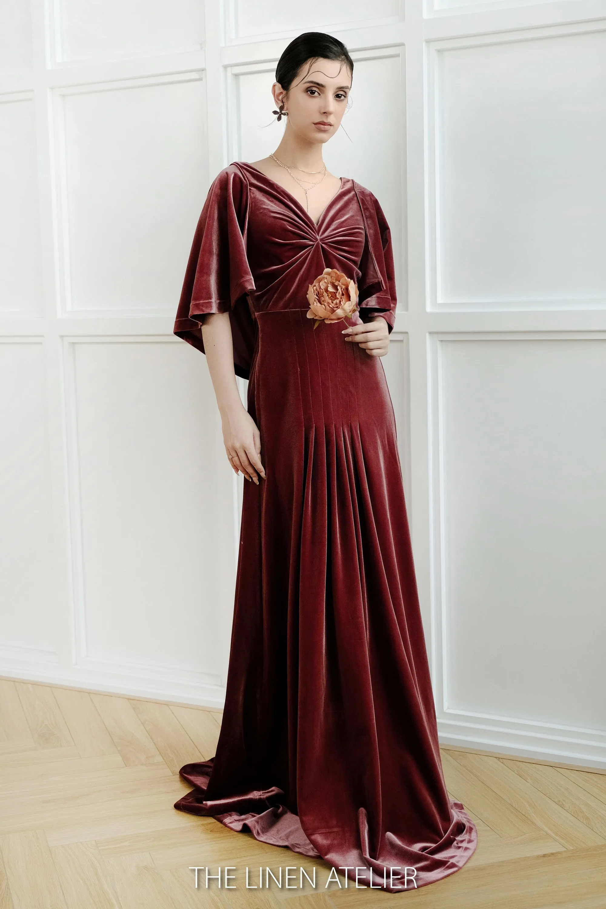 JUNE Velvet Cowl Back Dress