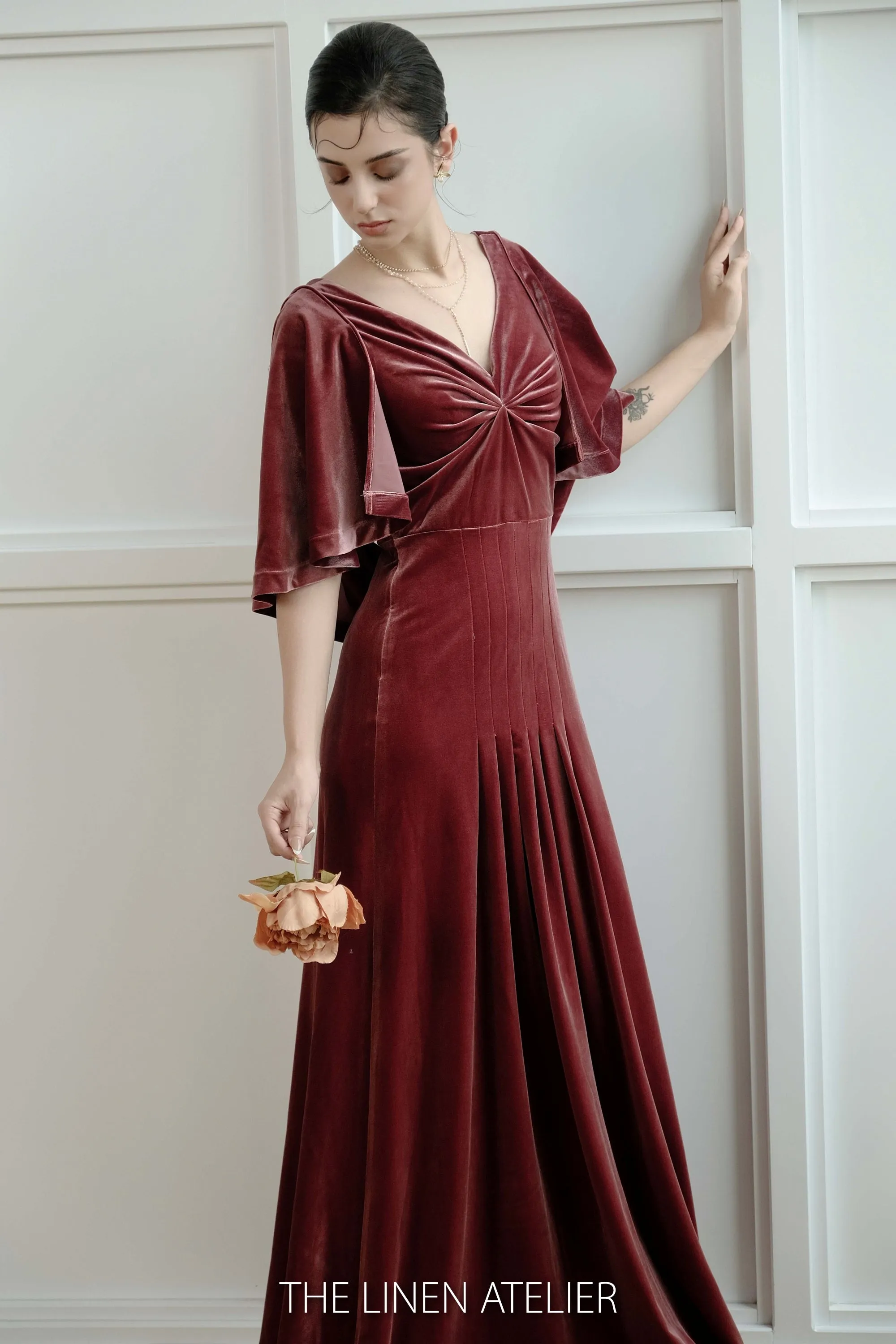 JUNE Velvet Cowl Back Dress