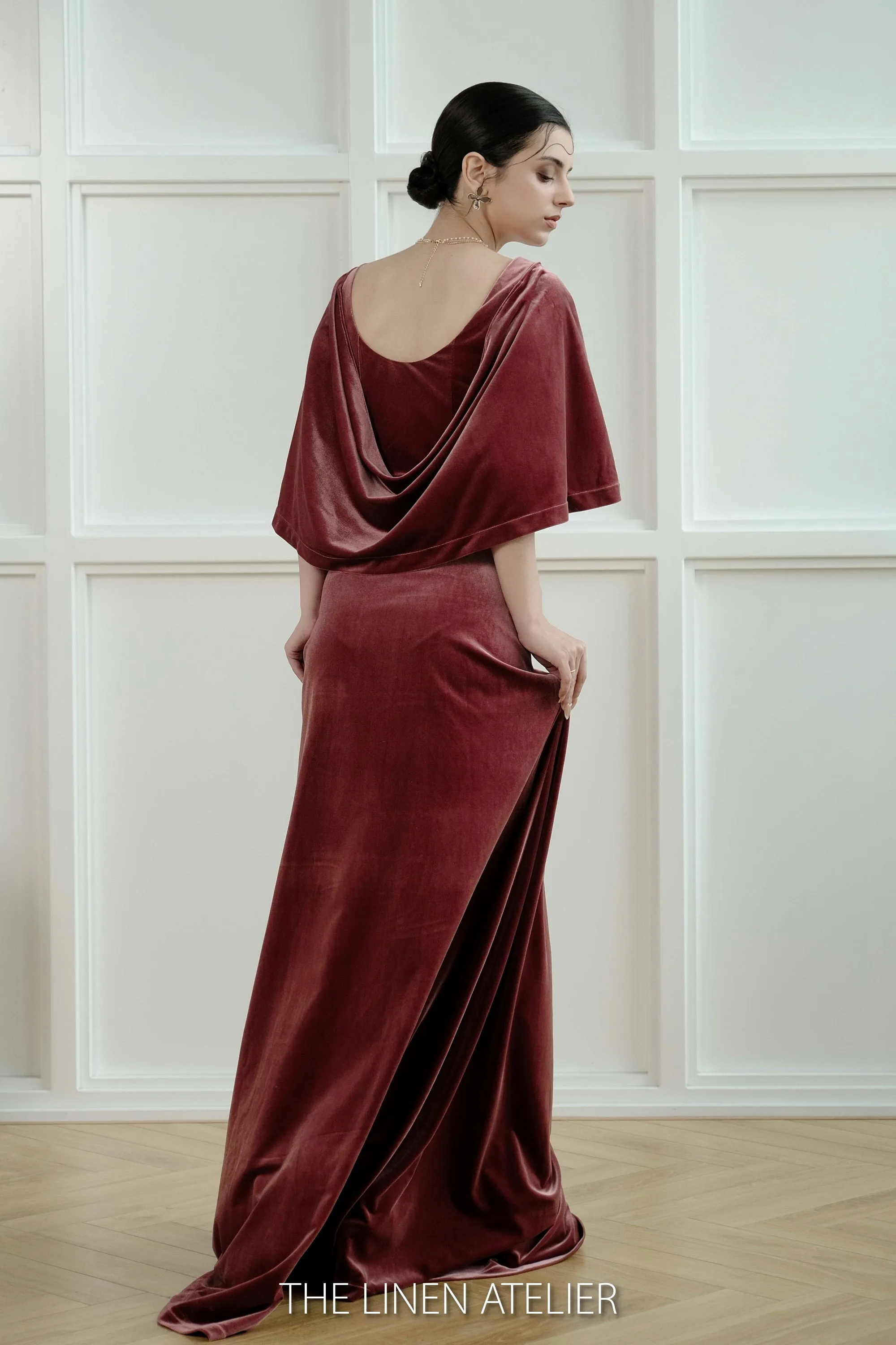 JUNE Velvet Cowl Back Dress