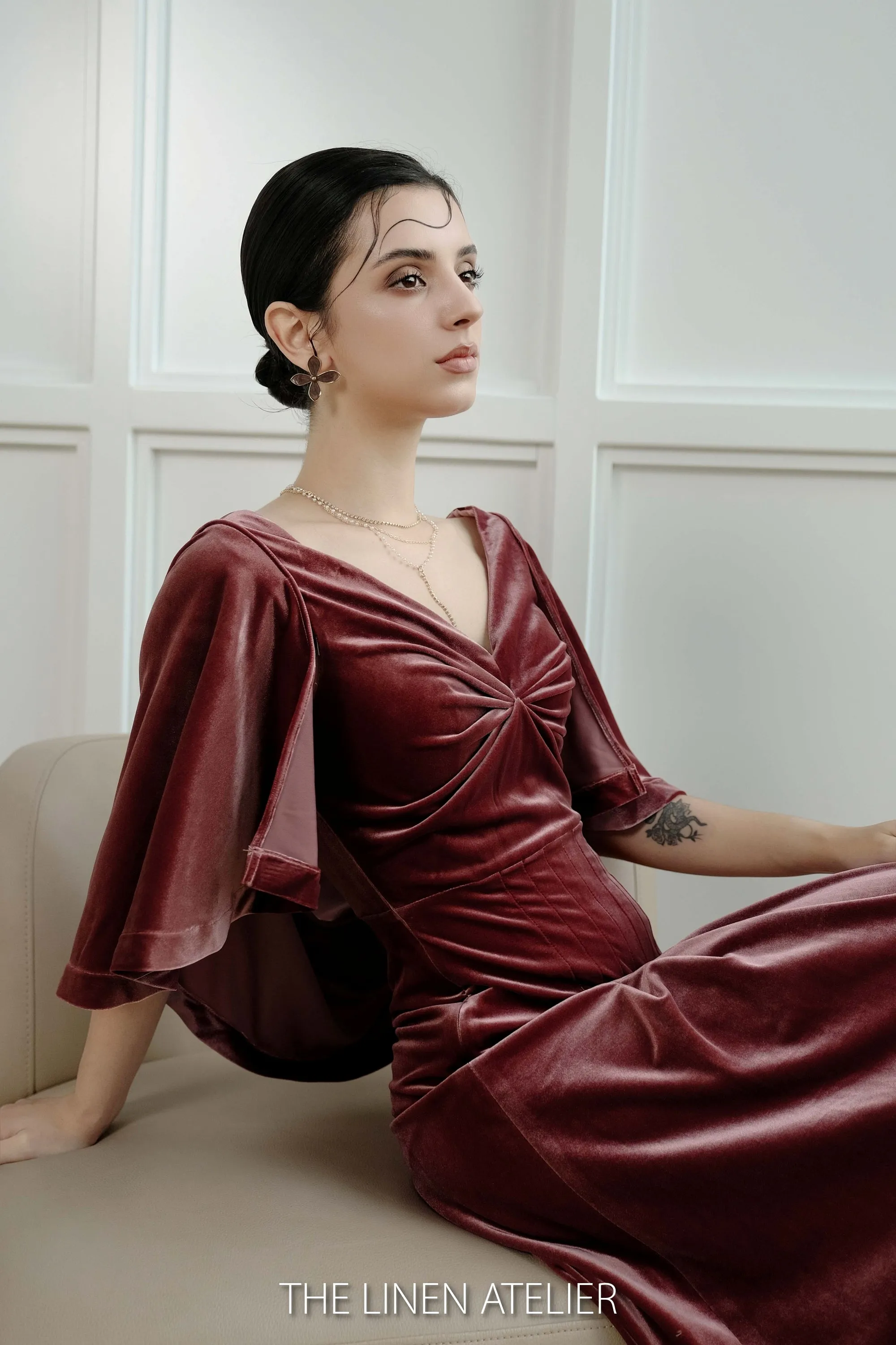 JUNE Velvet Cowl Back Dress