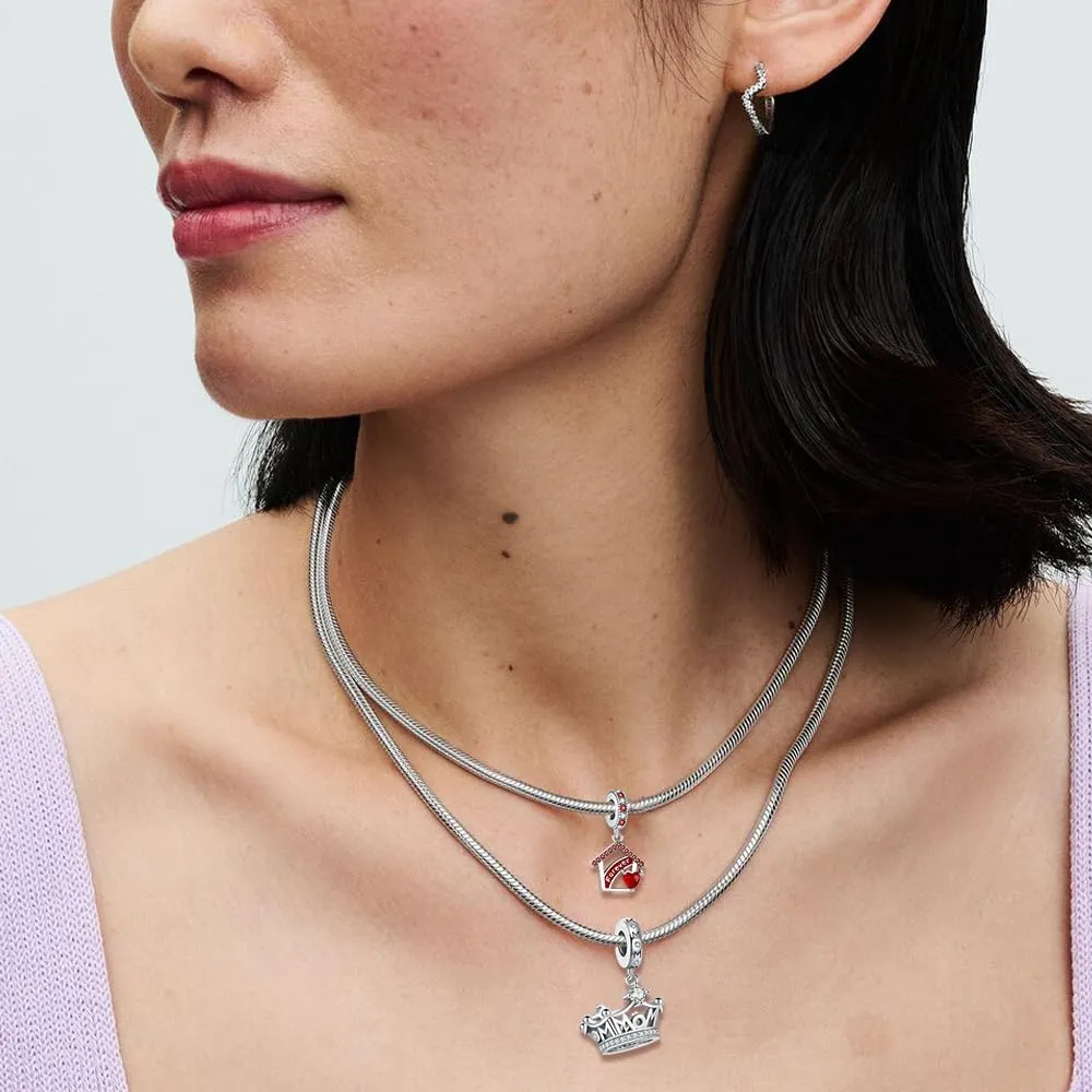 KEQ Mother's Day Gifts 925 Silver Mother Charm for Bracelets Mom Lotus Heart Charm for Necklace Mom Pendant Bead Charm for Mom New Mum Grandma Women Wife