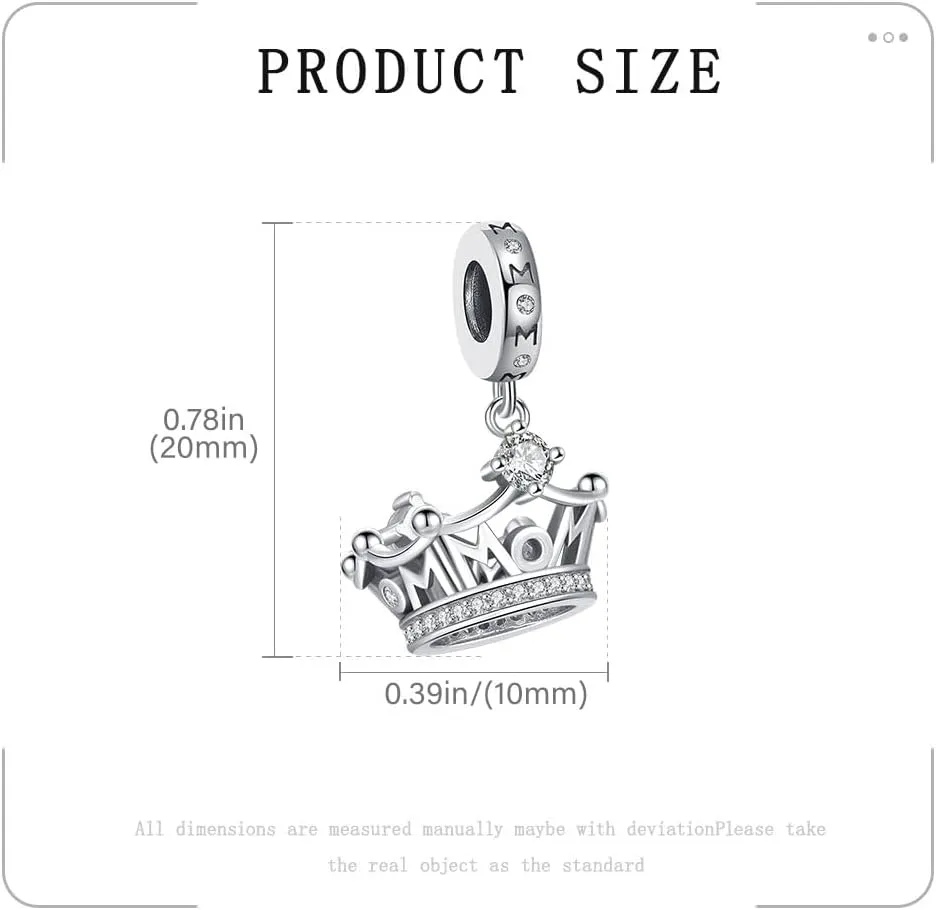 KEQ Mother's Day Gifts 925 Silver Mother Charm for Bracelets Mom Lotus Heart Charm for Necklace Mom Pendant Bead Charm for Mom New Mum Grandma Women Wife