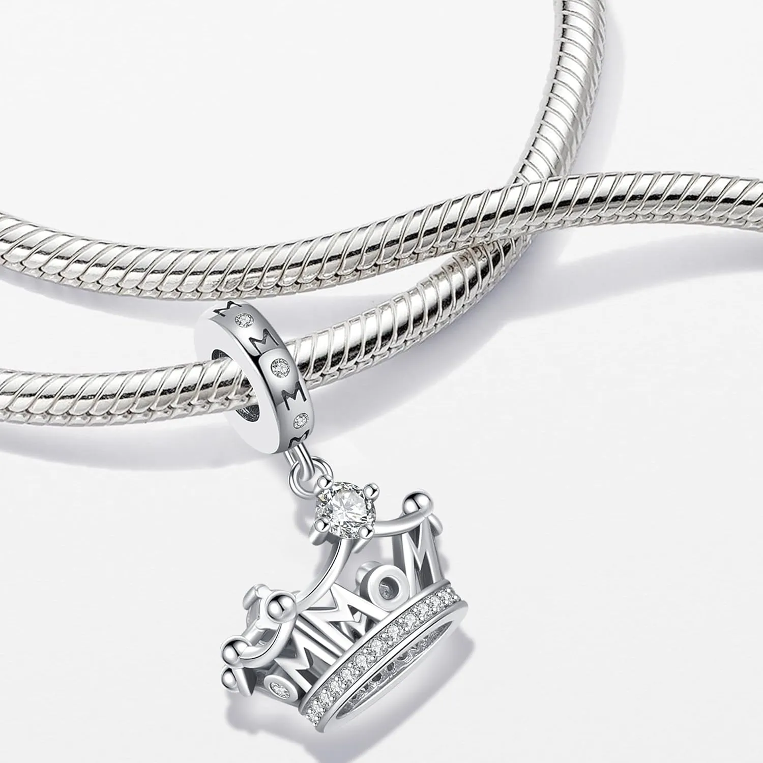 KEQ Mother's Day Gifts 925 Silver Mother Charm for Bracelets Mom Lotus Heart Charm for Necklace Mom Pendant Bead Charm for Mom New Mum Grandma Women Wife