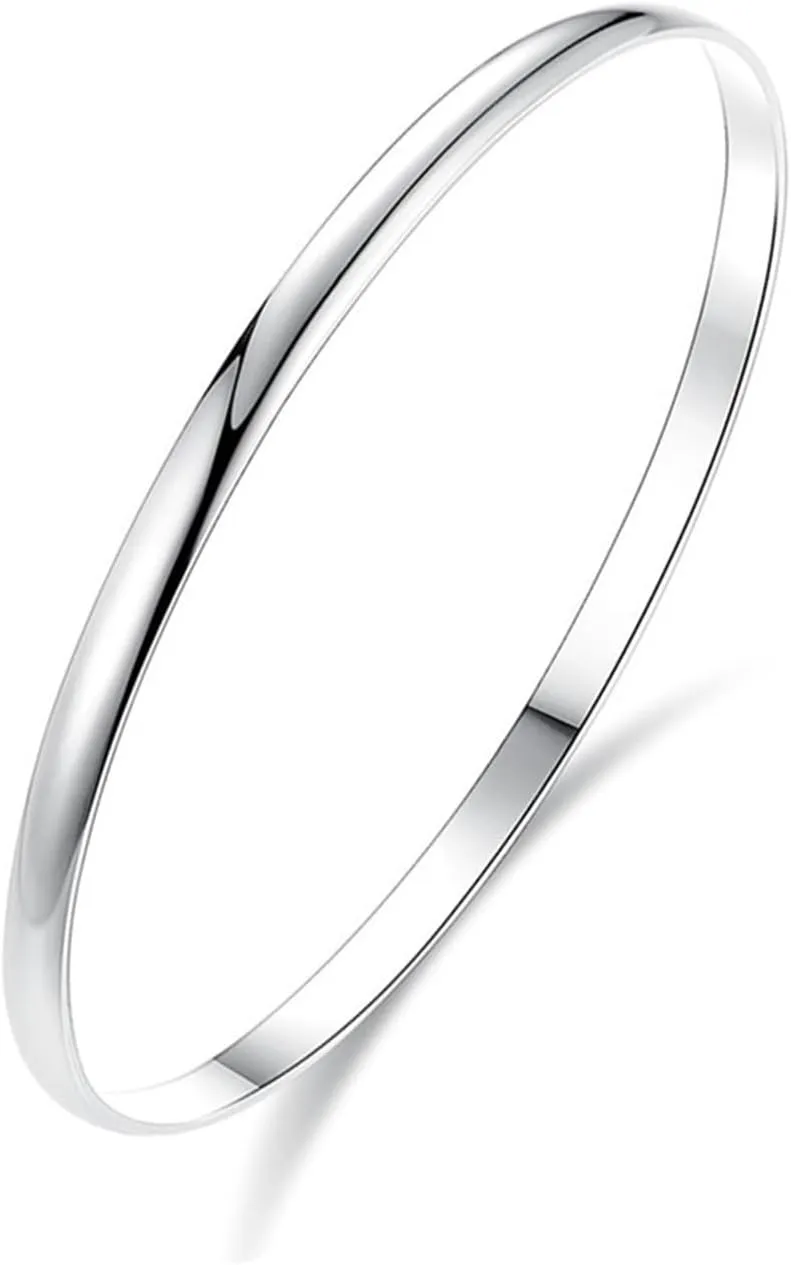 LinnaLove Fashion Shiny Thin Round Stainless Steel Bangle Bracelets for Women (1/3/5/8 Set)