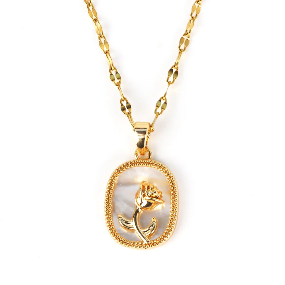 Moderate Luxury Petal Rose Flower Shell Necklaces