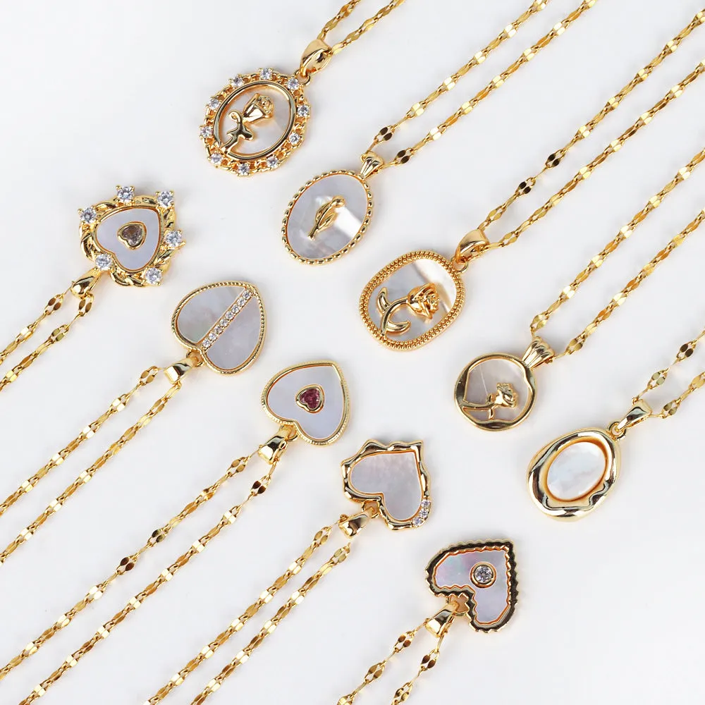 Moderate Luxury Petal Rose Flower Shell Necklaces