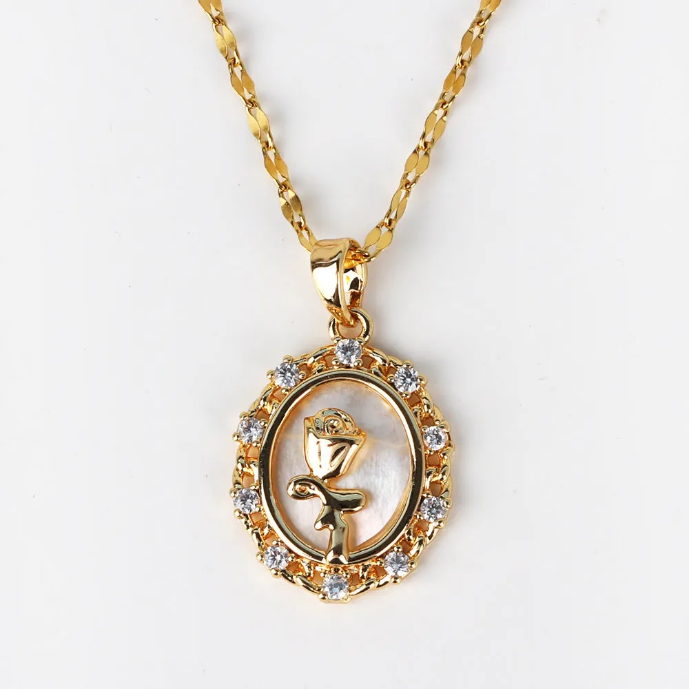Moderate Luxury Petal Rose Flower Shell Necklaces