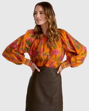 Panama Top - Orange Floral