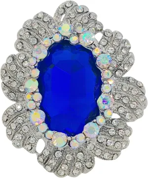 Romantic Stunning Iridescent Crystal Surrounded Oval Shaped Hot Pink Stone Brooches Pins Costume Jewelry