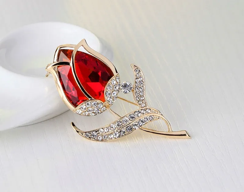 SB129 - Flower rhinestone brooches