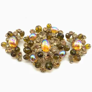 Schiaparelli Amber Pin and Earring Set