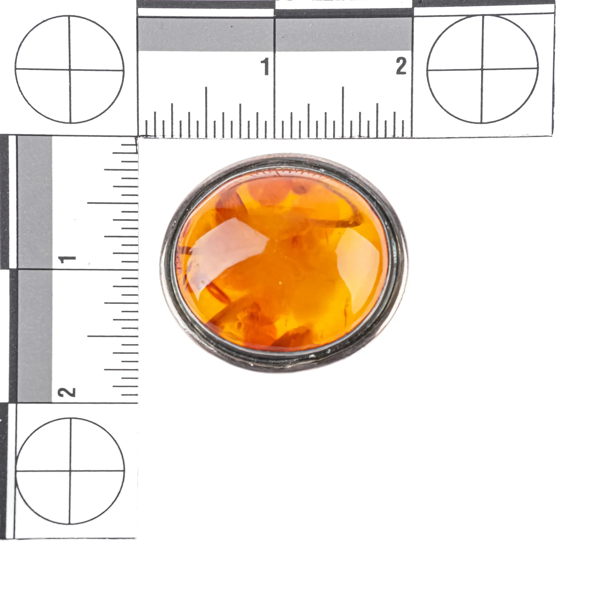 Sterling Large Oval Cabochon Amber Brooch