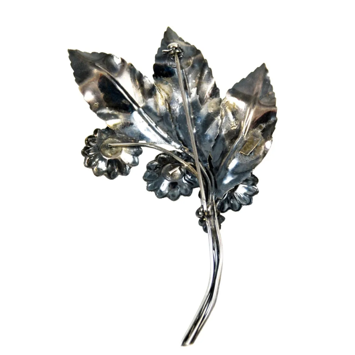 Sterling Silver Floral Brooch Vintage