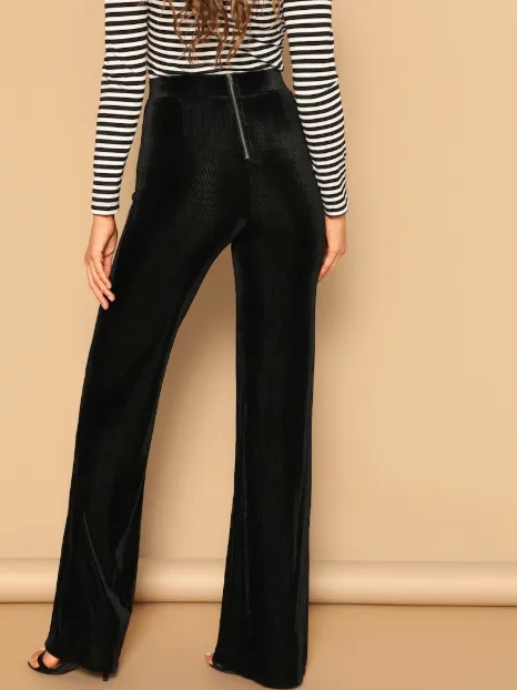 Womens Black Velveteen Pants
