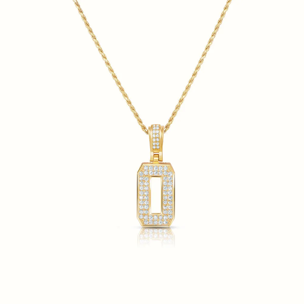 Women's Vermeil Diamond Initial Capital Letter Necklace Pendant Rope Chain